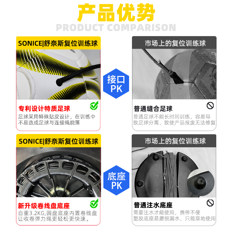 舒奈斯足球训练复位器儿童任意球复位器颠球训练器足球训练器材 - 图2
