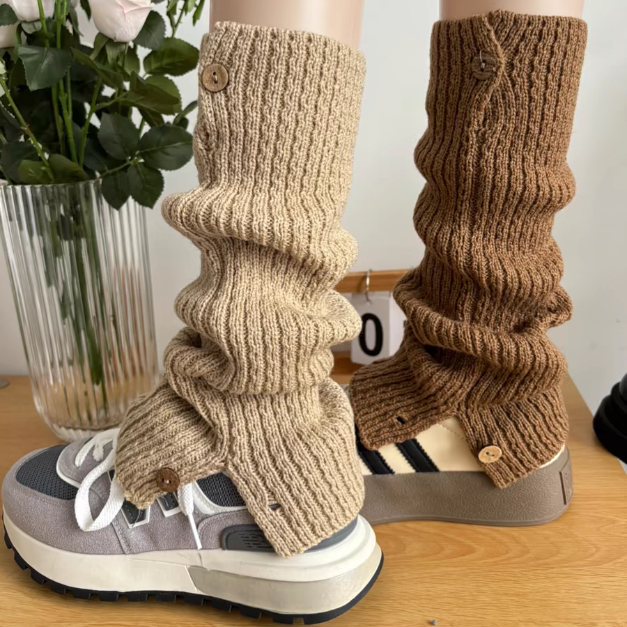 秋冬纯色雪地靴纽扣袜套复古美式堆堆腿套针织开口jk拼接中筒袜,淘宝优惠券,粉丝福利购,淘宝优惠卷