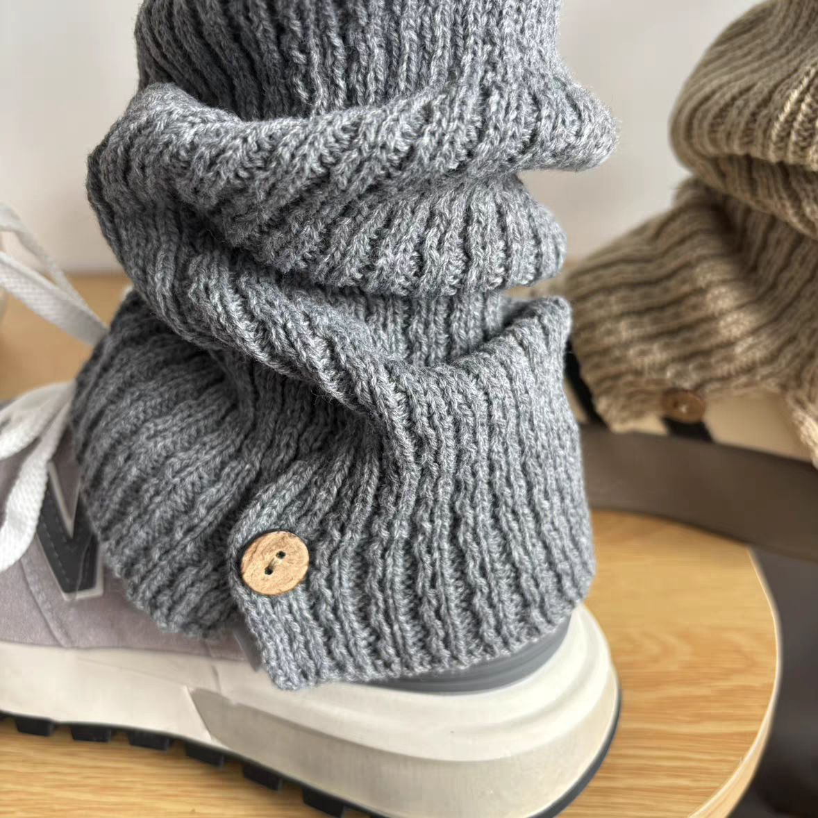 秋冬纯色雪地靴纽扣袜套复古美式堆堆腿套针织开口jk拼接中筒袜,淘宝优惠券,粉丝福利购,淘宝优惠卷