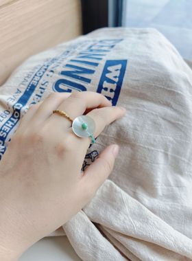 弥亦「湛蓝」原创马氏贝贝壳纽扣戒指法式小众串珠绿松石配色指环
