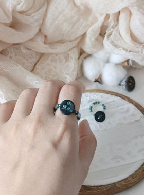 弥亦「干枯玫瑰」法式复古马氏贝贝壳串珠戒指捷克珠米珠指环