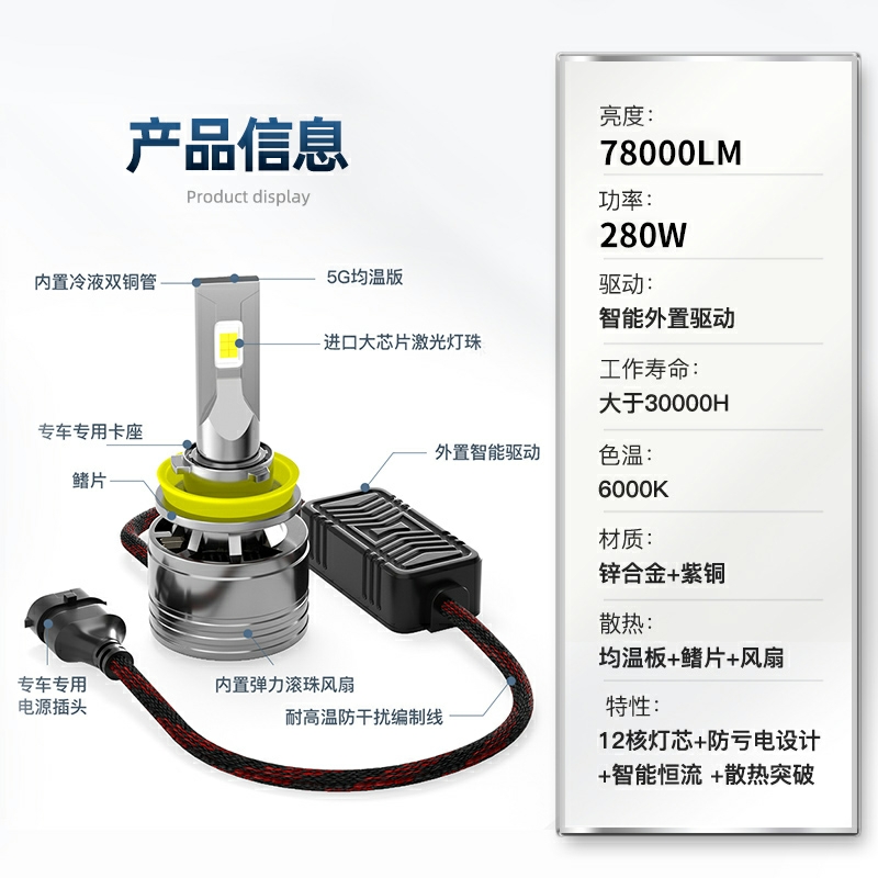 联合卡车U系U380u420U430U440U520U400U375改装led大灯前货车灯泡-图2