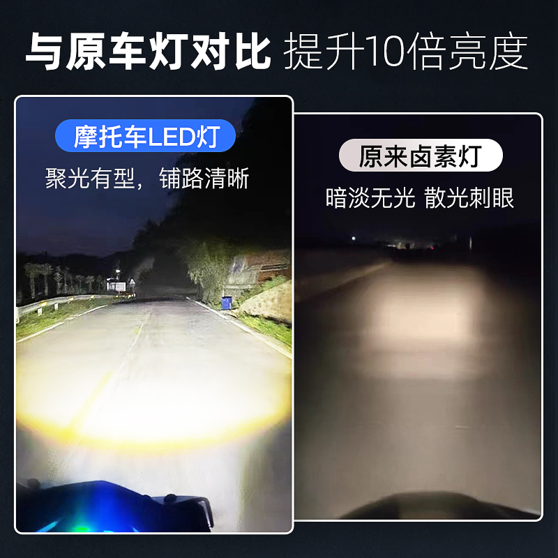 赛科龙RX1 RX1S摩托车LED透镜大灯改装配件远光近光一体灯泡三爪-图0