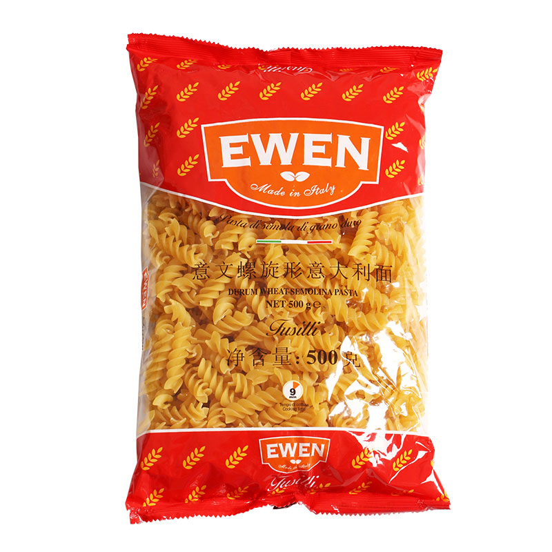 意文纯色单色螺旋形意面500g家用商用西餐厅意面材料