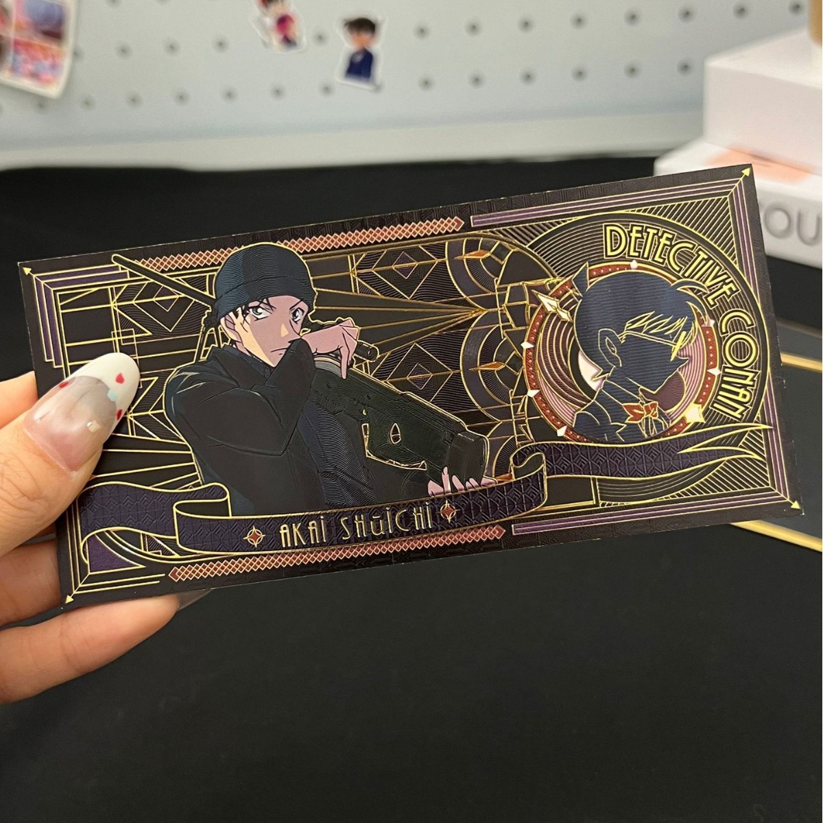 名侦探柯南周边纪念钞新一怪盗基德闪卡收藏币烫金钞卡片礼物动漫 - 图1