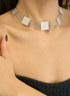 Wens浮光流苏链条拼接项链女