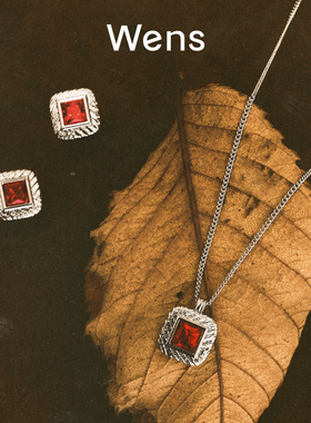 「圣诞礼物」Wens石来运转复古方石项链女金银双色新年生日礼物