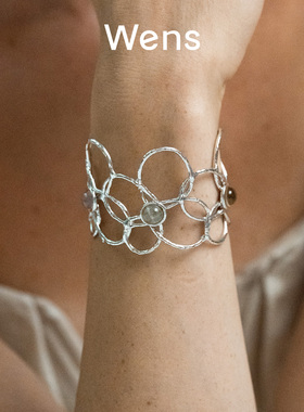 Wens花神系列镂空花朵开口手镯女