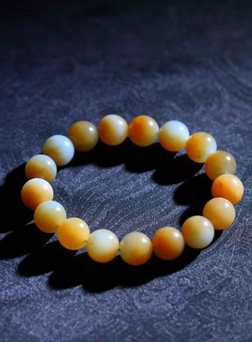 天然新疆和田玉玉器工厂店且末料老料俏糖色珠圆玉润玉石手串带证