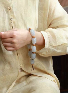 天然新疆和田玉玉器工厂店青海料老料淡淡烟紫色玉石罗汉手持带证