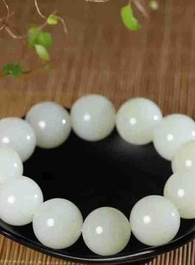 天然新疆和田玉玉器供应链俄料老料白玉珠圆玉润玉石素珠手串男款