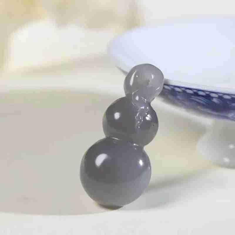 天然新疆和田玉玉器供应链青海料老料烟紫色福禄玉石葫芦吊坠挂件 - 图2