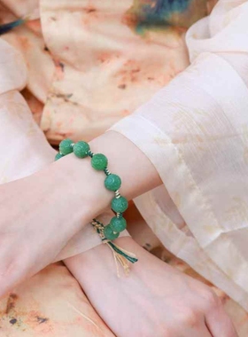 天然新疆和田玉玉器工厂店俄料碧玉老料玉石复古如意手链手串带证