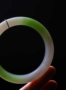 天然和田玉玉器工厂店青海料老料俏翠色烟紫色玉石素面镯女款手镯