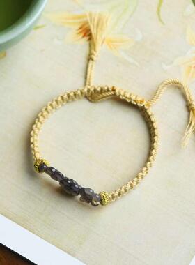 烟紫色梅花青海料手链