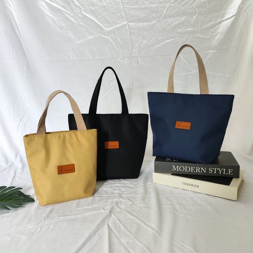 新款手提包女上班族学生百搭饭盒妈咪便当袋小拎包牛津布拉链防水 - 图2