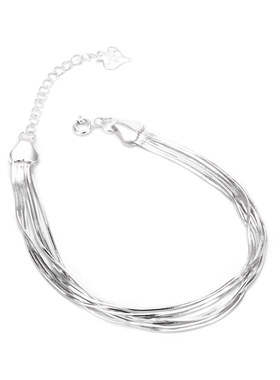 （售罄）XXOFF 925银 多层蛇骨链简约女士手链 银白色