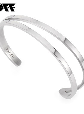 简约风微笑开口可调节钛钢手镯