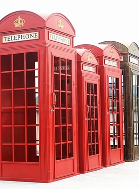 复古电话亭邮筒摆件铁艺模型创意欧式酒吧活动道具店铺橱窗装直销