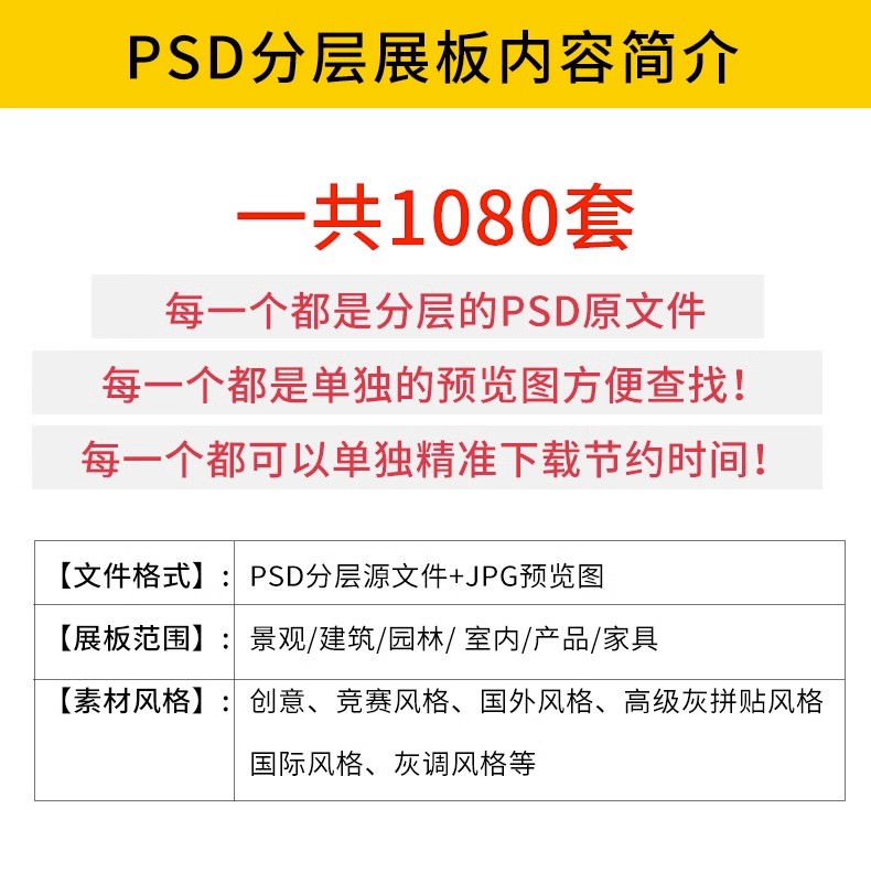 建筑室内设计环艺景观产品设计毕业生作品设计PS展板PSD排版模板 - 图1