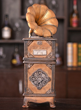 复古留声机摆件创意酒吧KTV工艺品摆件怀旧树脂工艺家居软装摆设