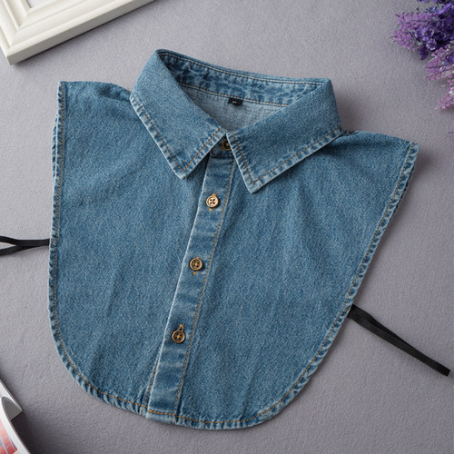 休闲假领子女百搭假领牛仔衬衫假衣领男秋冬毛衣装饰领雪花牛仔领 - 图1