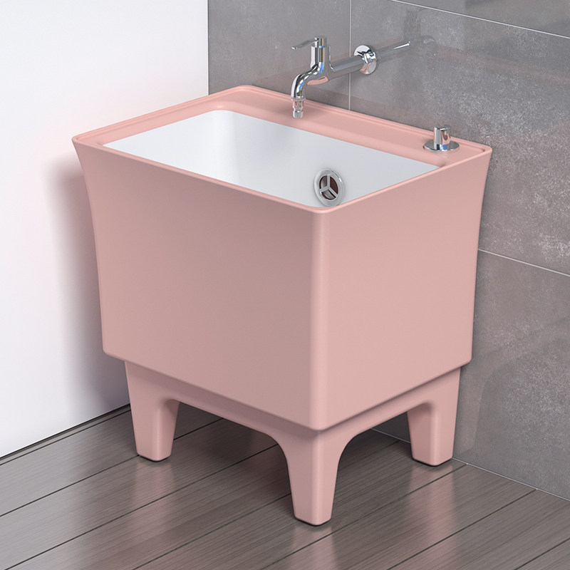 陶瓷拖把池洗地池家用高脚带腿阳台粉色落地拖布池自动下水大小号,淘宝优惠券,粉丝福利购,淘宝优惠卷