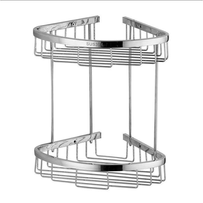 304不锈钢三角置物架卫生间双层三角篮壁挂浴室置物架转角浴室架 - 图3