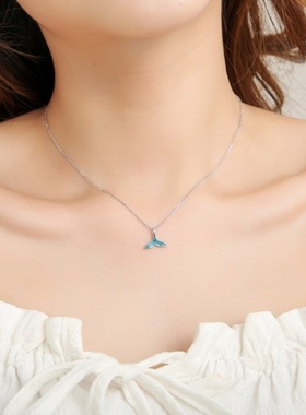 纯银轻奢鲸鱼尾小众设计感锁骨链