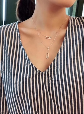 纯银多层百搭轻奢礼物钻石项链