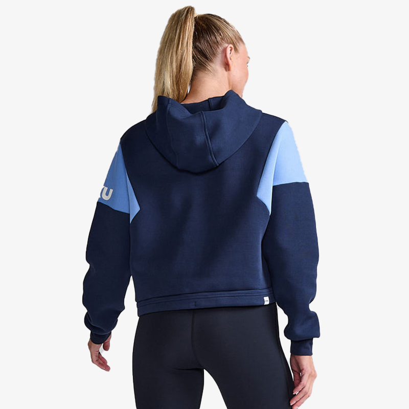 2XU Form系列运动卫衣女款保暖宽松连帽秋冬女短款帽衫拼接套头衫