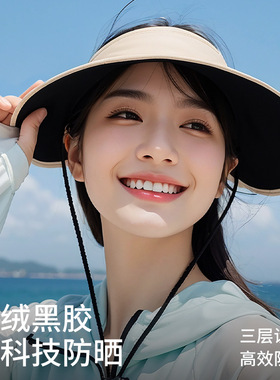 空顶防晒帽女可折叠防紫外线