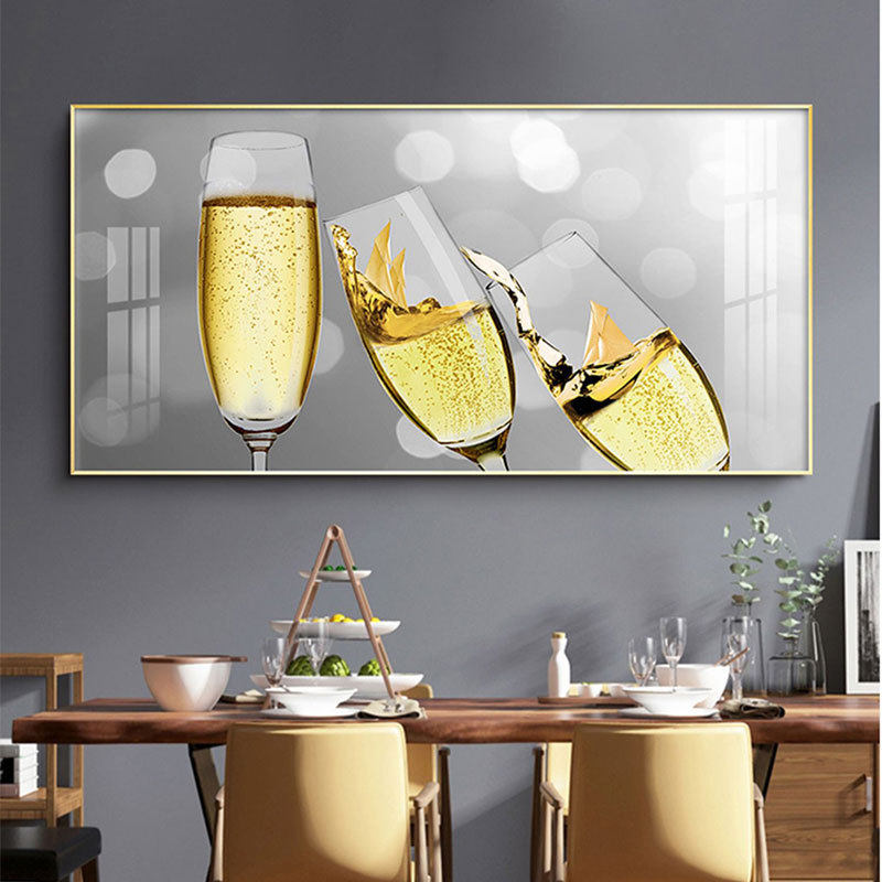 装饰画餐厅背景墙酒杯现代简约酒柜餐桌旁边墙上的挂画北欧壁画