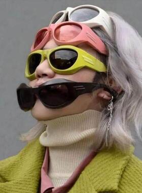 拽酷帅未来潮流眼镜太阳眼镜装饰异形废土骑行护目凹造型太阳眼镜