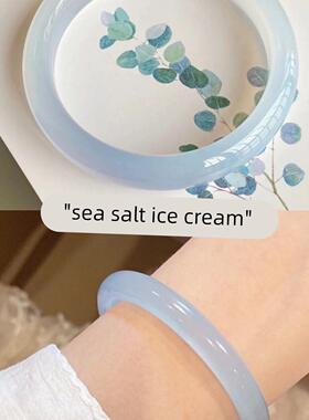 一步一响叮当镯手镯女手炼玻璃彷玉国风细粗圆条手镯冰透汉服配饰