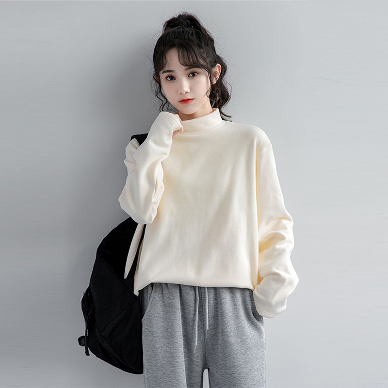 大码300斤双面德绒半高领打底衫女新款秋冬季上衣磨毛内搭小卫衣,淘宝优惠券,粉丝福利购,淘宝优惠卷