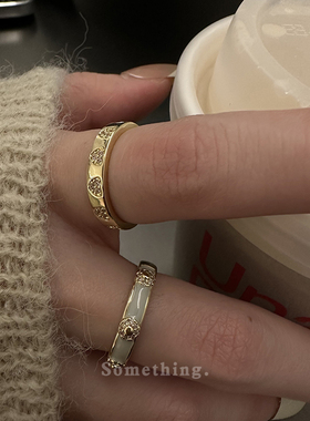 温柔爱心滴釉开口戒指女