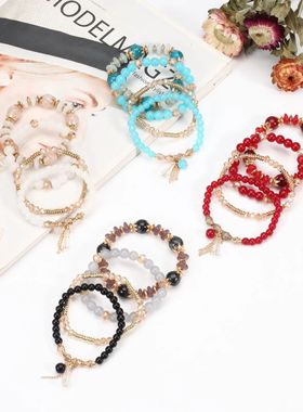 Bohemian Stackable Bead Bracelets for Women Multilayered Bra
