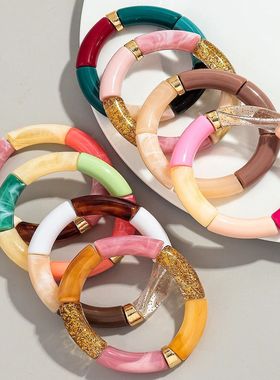 Bohomia Acrylic Design Style Chunky Bamboo Stackable Bracele