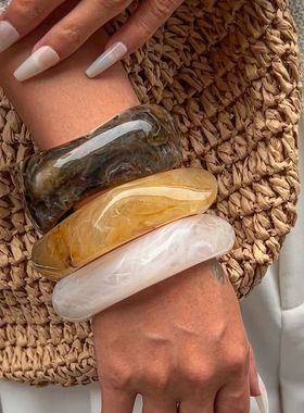 Ingemark Exaggerated Resin Geometric Chunky Bangles for Wome