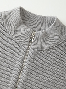 Da  Double Zip Knitted Cardigan Men's Warm Turtleneck Jacket