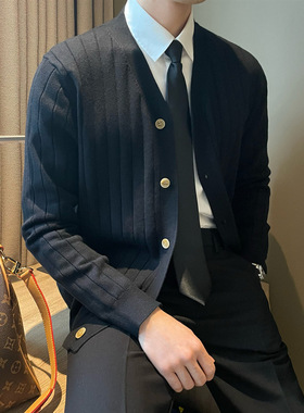 2025 Sweater Men's rendy Solid lor Youth Thin Business Casua