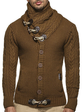Men's 2025 Knitted Jacket High llar Button Large Size Fashio