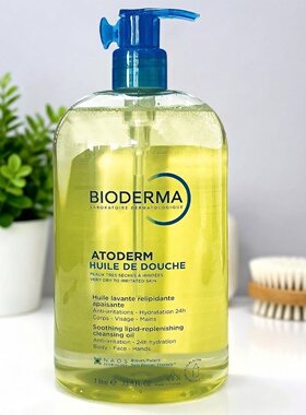 Bioderma ATODERM深层滋养洁肤沐浴油1L黄色滋润保湿干湿速效进口