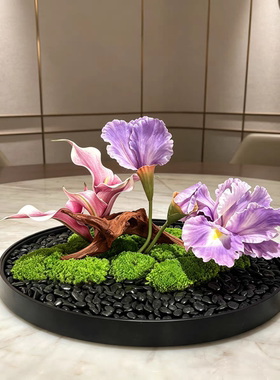 新中式仿真花艺摆件客厅玄关