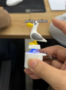 mine海鸥发声按键！小鸟自带语音短句音频存储盒金属细链整蛊神器