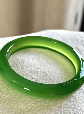 绿玉髓手镯马料冰透翠菠菜