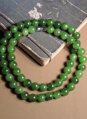 纯天然和田色碧玉项链女