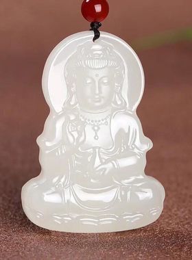 天然阿富汗玉坐观音玉坠