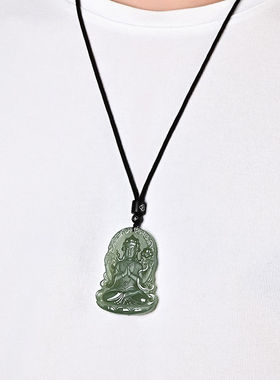 青色吊坠观音男雕莲花度